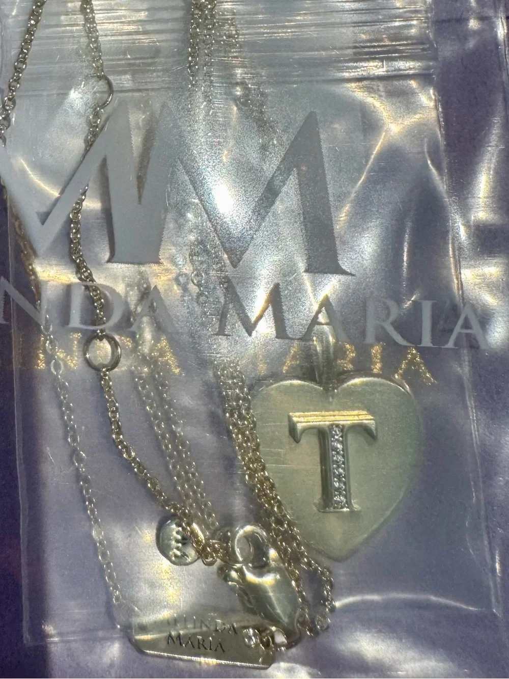 Melinda Maria Gold Heart Initial “T” Pendant Necklace